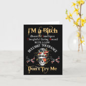 Back I'm A Btch Beautiful Intelligent Skeleton Mes Kaart (Gele Bloem)