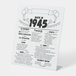 Back in 1945 Birthday Memories Reclamebord Met Voetstuk