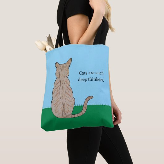 Back of Cat-Cats such deep thinkers Tote Bag (Dichtbij)