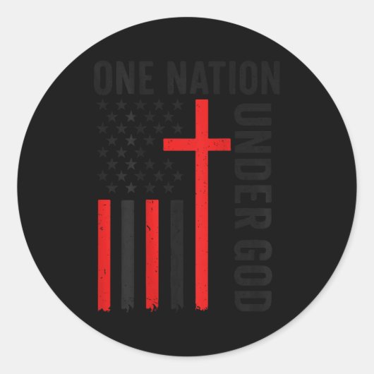 Back One Nation Under God American Flag Christian  Ronde Sticker (Voorkant)