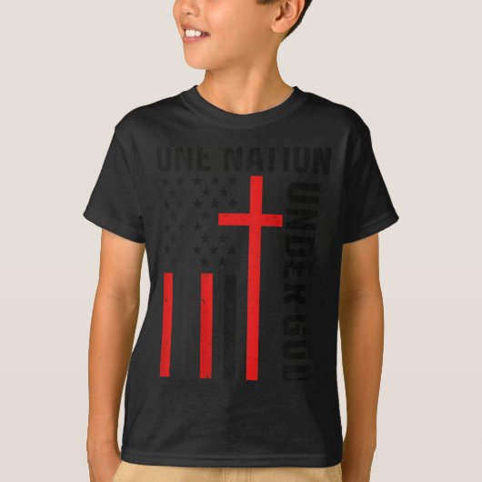 Back One Nation Under God American Flag Christian  T-shirt (Voorkant)