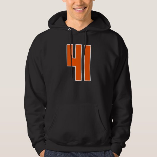 Back Print Orange Sports Block Number 41 For Sport Hoodie (Voorkant)