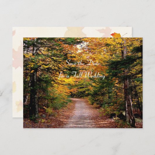 Back Road Herfst Save the Date Sjabloon Briefkaart (Voorkant / Achterkant)