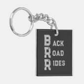 "Back Road Rides" Logo Grijze belettering Sleutelhanger (Voorkant Links)