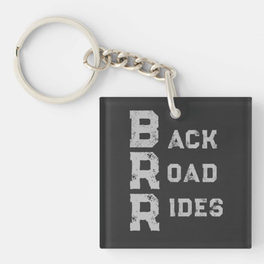 "Back Road Rides" Logo Grijze belettering Sleutelhanger (Voorkant)