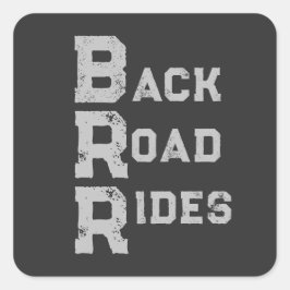 "Back Road Rides" Logo Grijze belettering Vierkante Sticker