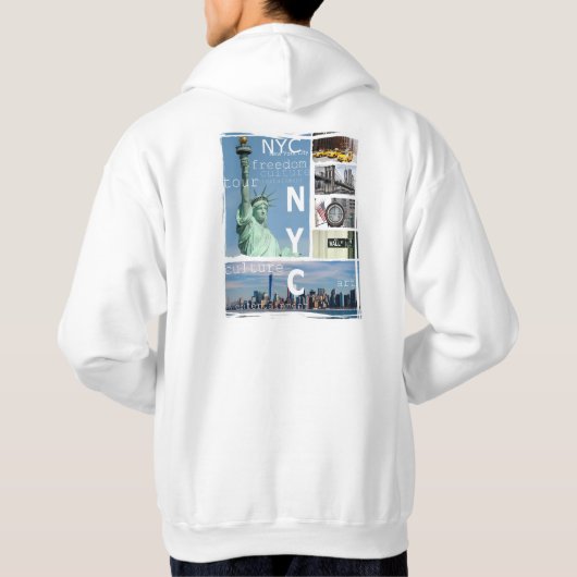 Back Side Design Nyc Brooklyn Bridge New York Mann Hoodie (Achterkant)
