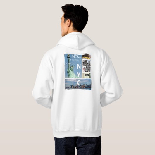 Back Side Design Nyc Brooklyn Bridge New York Mann Hoodie (Achterkant volledig)
