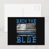 Back the Blue Police USA Vlag politieman Gi Briefkaart (Voorkant / Achterkant)
