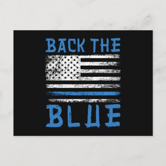 Back the Blue Police USA Vlag politieman Gi Briefkaart (Voorkant)