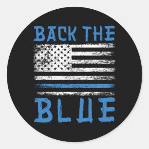 Back the Blue Police USA Vlag politieman Gi Ronde Sticker
