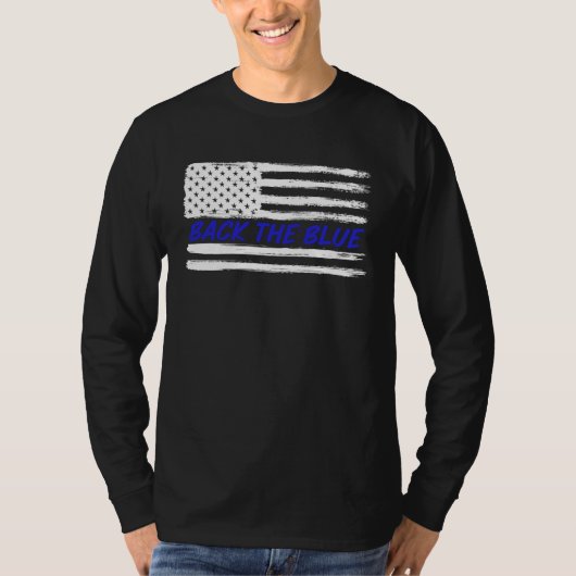 Back The Blue USA Flag  for Unisex Police Officer T-shirt (Voorkant)