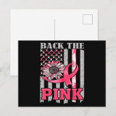 Back The Pink Ribbon Flag Breast Cancer Awareness  Briefkaart (Voorkant / Achterkant)