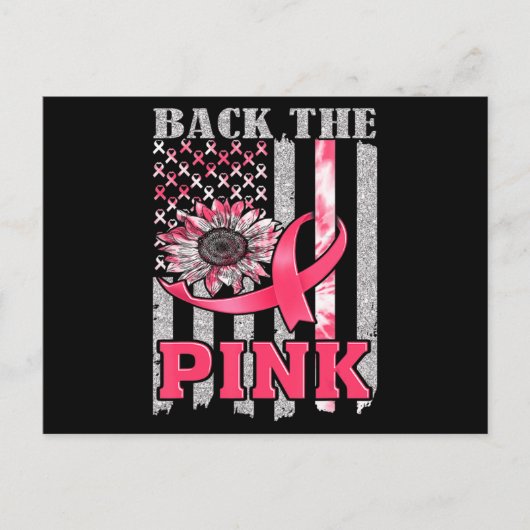 Back The Pink Ribbon Flag Breast Cancer Awareness  Briefkaart (Voorkant)