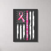 Back The Pink Ribbon Flag Breast Cancer Awareness Canvas Afdruk (Voorkant)