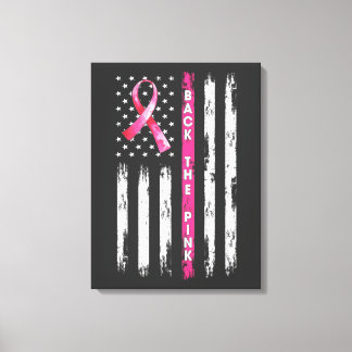 Back The Pink Ribbon Flag Breast Cancer Awareness Canvas Afdruk