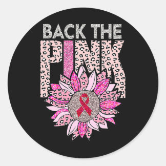 Back The Pink Sunflower Leopard Breast Cancer Awar Ronde Sticker