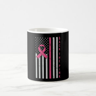 Back The Pink USA Flag Breast Cancer Awareness Koffiemok