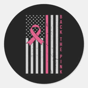 Back The Pink USA Flag Breast Cancer Awareness Ronde Sticker