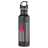 Back The Pink USA Flag Breast Cancer Awareness Waterfles (Voorkant)