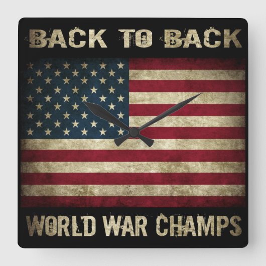 Back to Back World War Champs - Patriottisch Vierkante Klok (Voorkant)