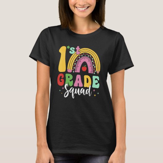 Back To School 1st Grade Squad Team Girls Boys Tea T-shirt (Voorkant)