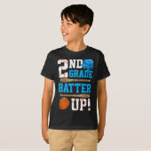Back To School 2nd Grade Batter Up Baseball First  T-shirt (Voorkant volledig)