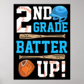 Back To School 2nd Grade Batter Up Baseball Poster (Voorkant)