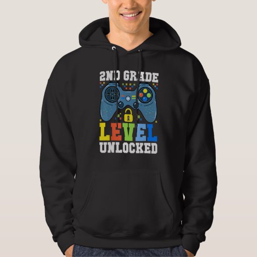 Back To School 2nd Grade Level Unlocked Gamer Boy Hoodie (Voorkant)