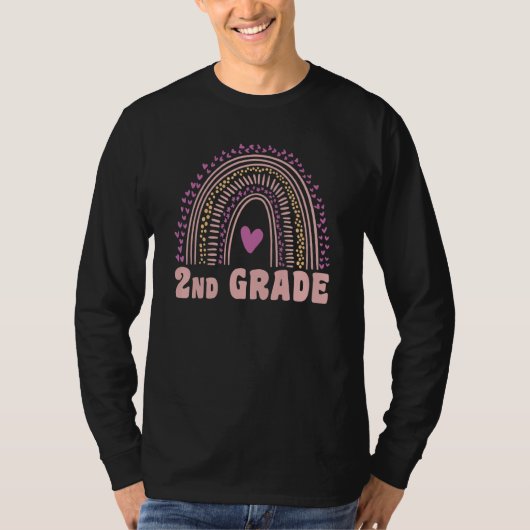 Back to School 2nd Grade Teacher Rainbow Hearts T-shirt (Voorkant)