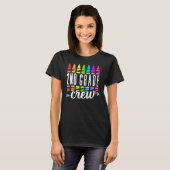 Back To School 2nd Second Grade Crew Crayon Back T T-shirt (Voorkant volledig)