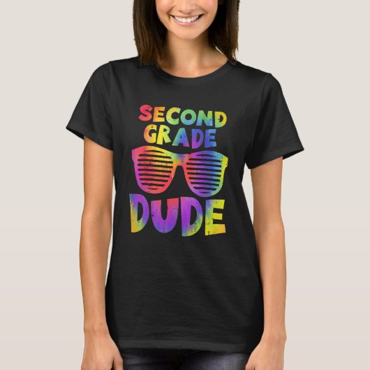 Back To School 2nd Second Grade Dude Tie Dye Sungl T-shirt (Voorkant)