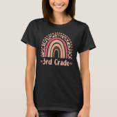 Back To School 3rd Grade Rainbow Leopard Teachers  T-shirt (Voorkant)