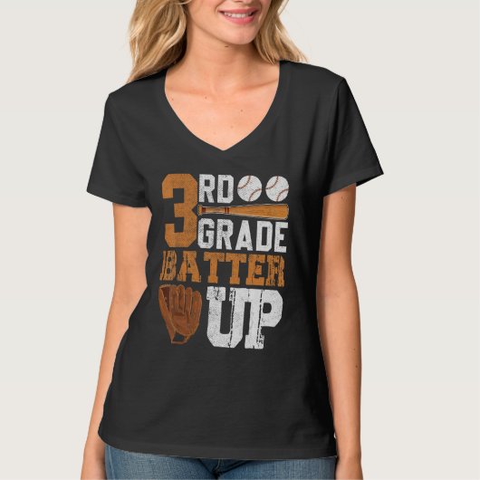 Back To School 3rd Grade Students Baseball Batter T-shirt (Voorkant)