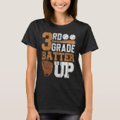 Back To School 3rd Grade Students Baseball Batter T-shirt (Voorkant)