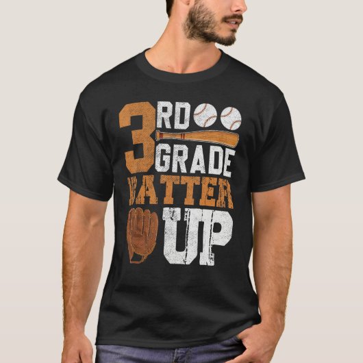 Back To School 3rd Grade Students Baseball Batter T-shirt (Voorkant)