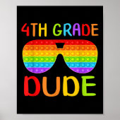 Back To School 4th Grade Dude Sungles Pop It Fidge Poster (Voorkant)