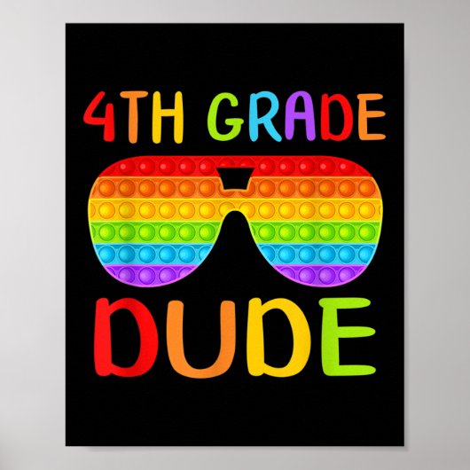 Back To School 4th Grade Dude Sungles Pop It Fidge Poster (Voorkant)