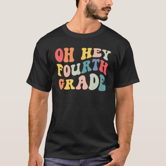 Back to School 4th Grade Grade Groovy Teacher Kids T-shirt (Voorkant)