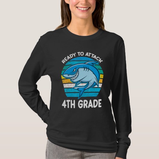 Back To School 4th Grade Kids Outfit Shark   T-shirt (Voorkant)