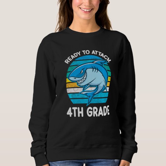 Back To School 4th Grade Kids Outfit Shark Trui (Voorkant)