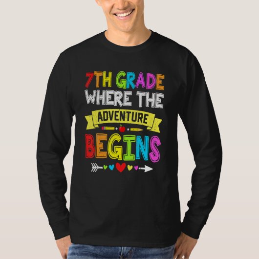 Back To School 7th Grade Where The Adventure Begin T-shirt (Voorkant)