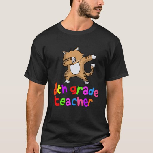Back to School  8th Grade Teacher Dabbing Cat Dab T-shirt (Voorkant)
