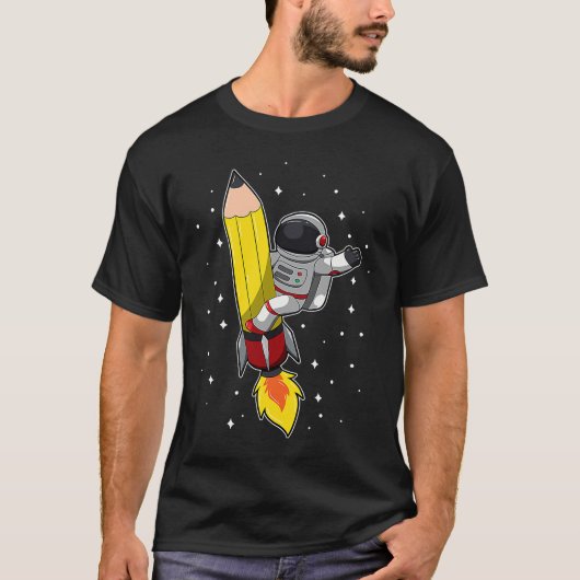 Back To School Astronaut Pencil Rocket Space Funny T-shirt (Voorkant)