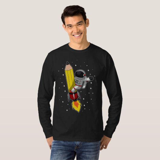 Back To School Astronaut Pencil Rocket Space Funny T-shirt (Voorkant volledig)