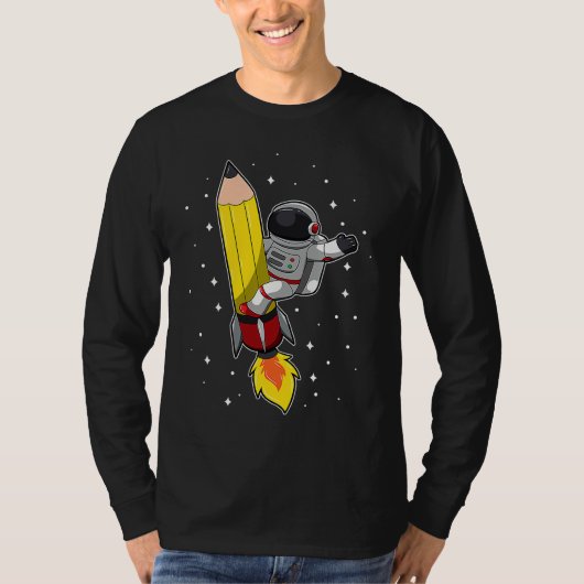 Back To School Astronaut Pencil Rocket Space Funny T-shirt (Voorkant)