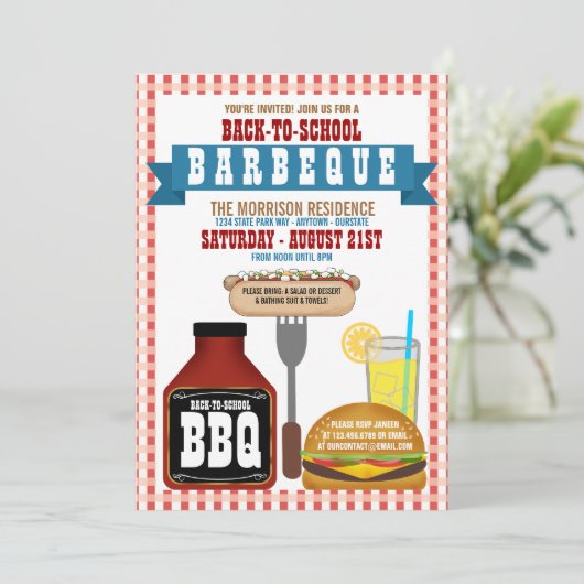 Back to School Barbeque Party Kaart (Staand voorkant)