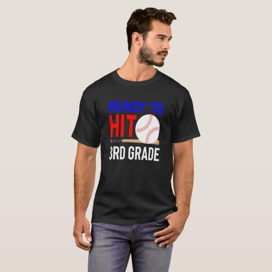 Back To School Baseball Ready To Hit 3rd Grade Stu T-shirt (Voorkant volledig)