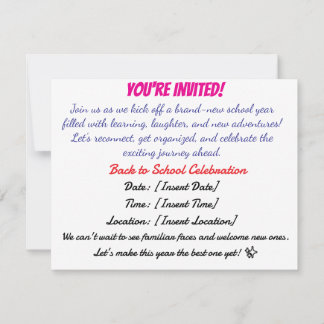 Back to School Bash Invitation Kaart