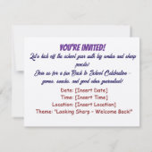 Back to School Bash – Looking Sharp Invitation Kaart (Achterkant)
